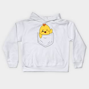 Cute Baby Chick in a pocket Kids Hoodie